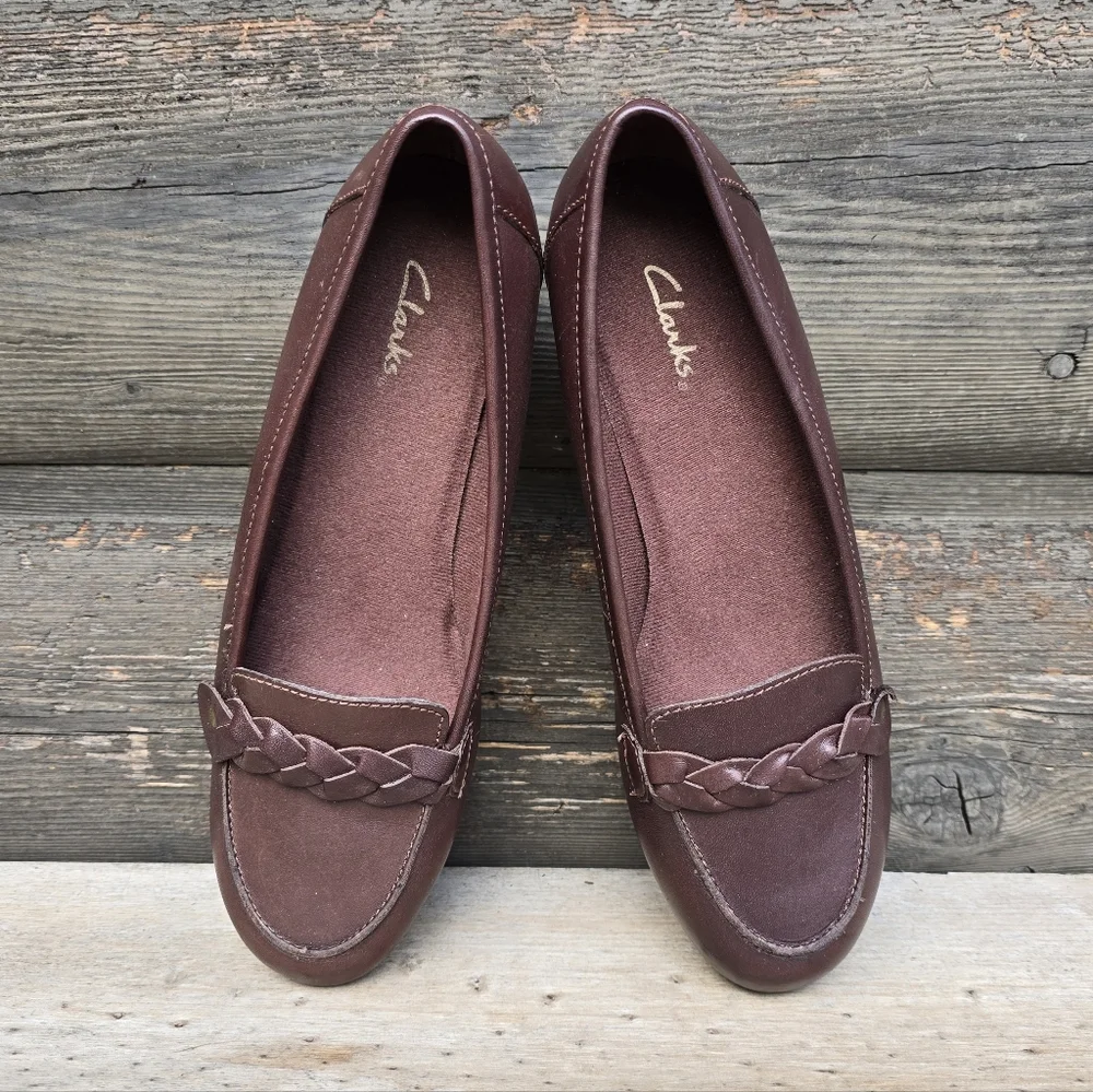 Clarks NEW Y2K Dark Academia Leather Comfort Loafer Pumps 7.5M